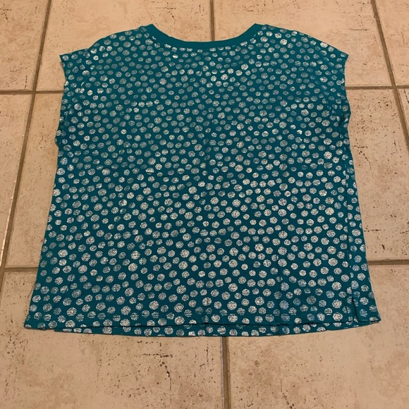 Ricki's Vintage Soft Teal & Silver Dot Cap Sleeve Top - Size M/M - Picture 2 of 6